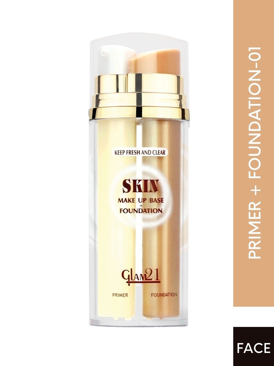 

GLAM21 2-in-1 Skin Oil-Free Long-Lasting Make Up Base Foundation 60ml - Ivory 01, Beige