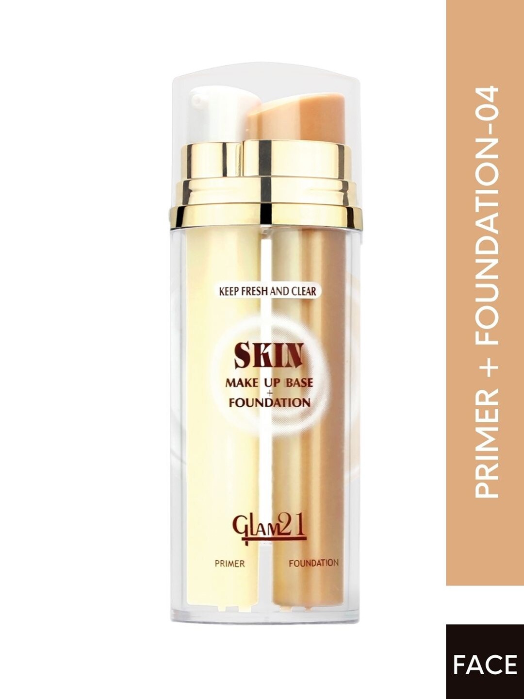 

GLAM21 2-in-1 Skin Oil-Free Long-Lasting Make Up Base Foundation 60ml - Rose Ivory 04, Beige