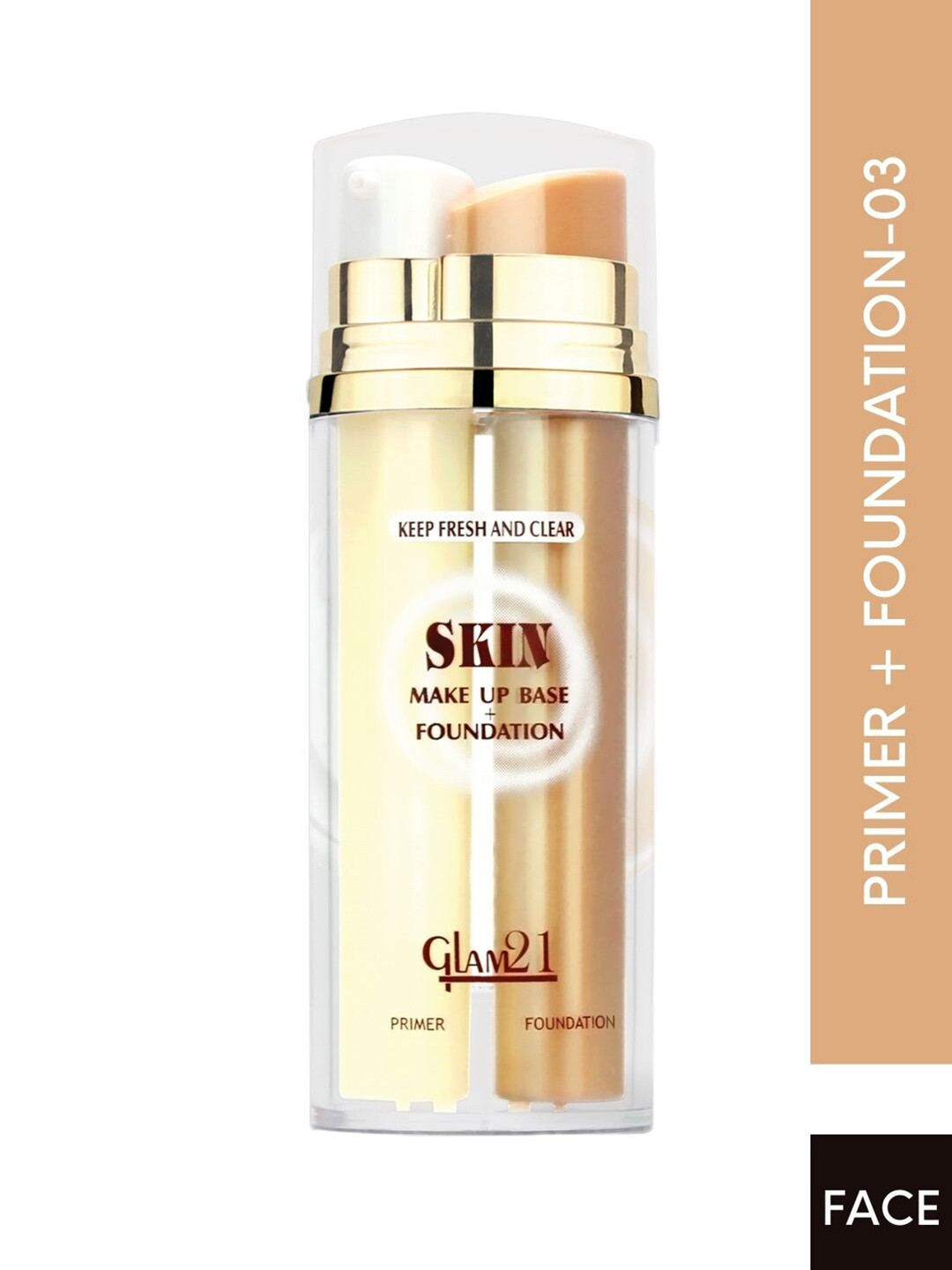 

GLAM21 2-in-1 Skin Oil-Free Long-Lasting Make Up Base Foundation 60ml - Sesame 03, Beige