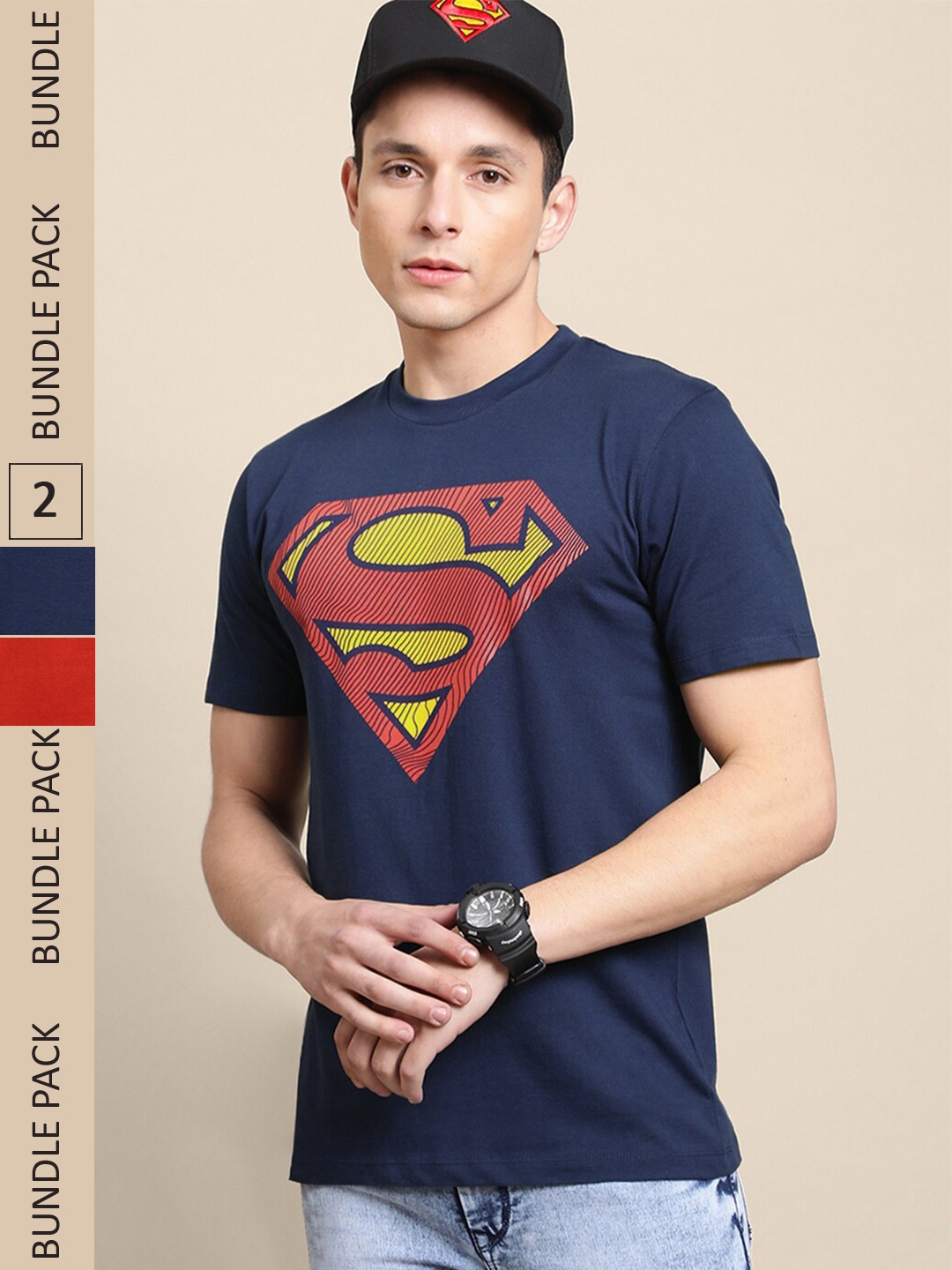 

Free Authority Pack Of 2 Printed Cotton T-Shirts, Navy blue