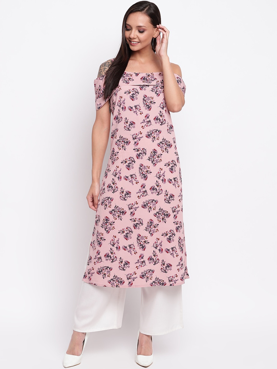 

Napra Sleeveless Floral Printed Straight Kurta, Pink
