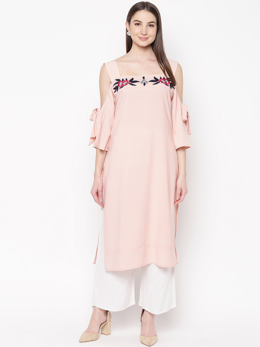

Napra Floral Embroidered Straight Kurta, Peach