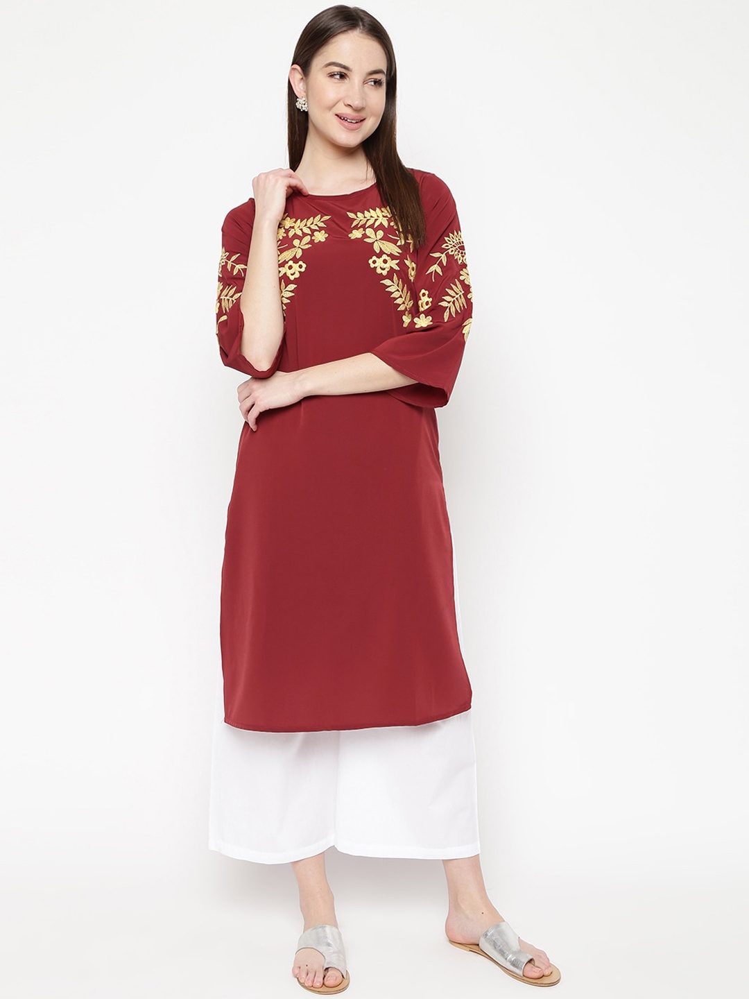 

Napra Floral Embroidered Straight Kurta, Red