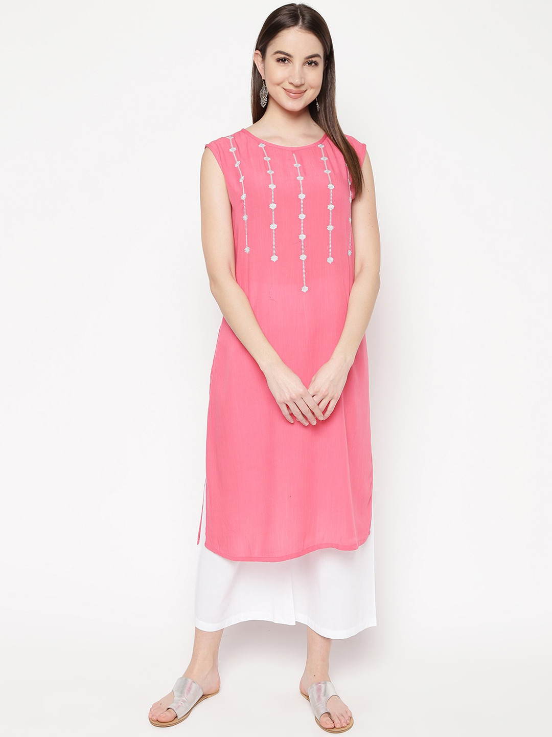 

Napra Ethnic Motifs Embroidered Cotton Kurta, Pink