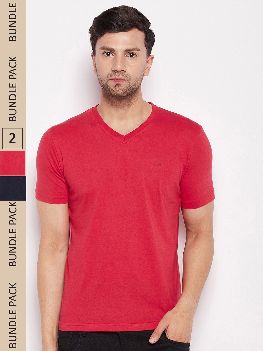 

Okane Pack Of 2 V-Neck T-Shirt, Red