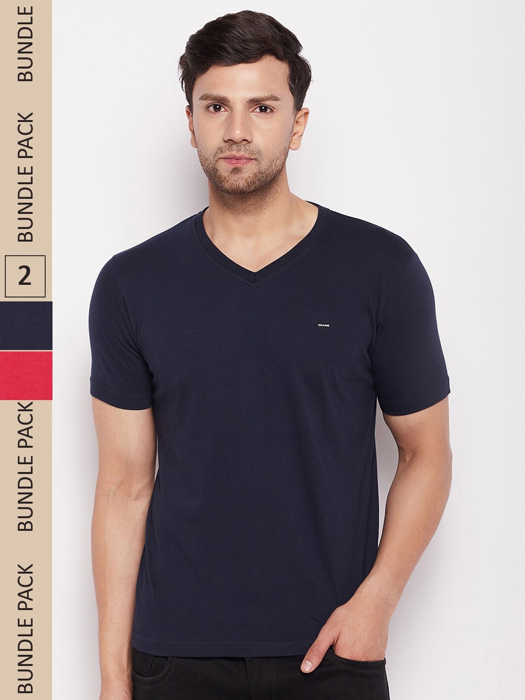 

Okane Pack Of 2 V-Neck T-shirt, Navy blue
