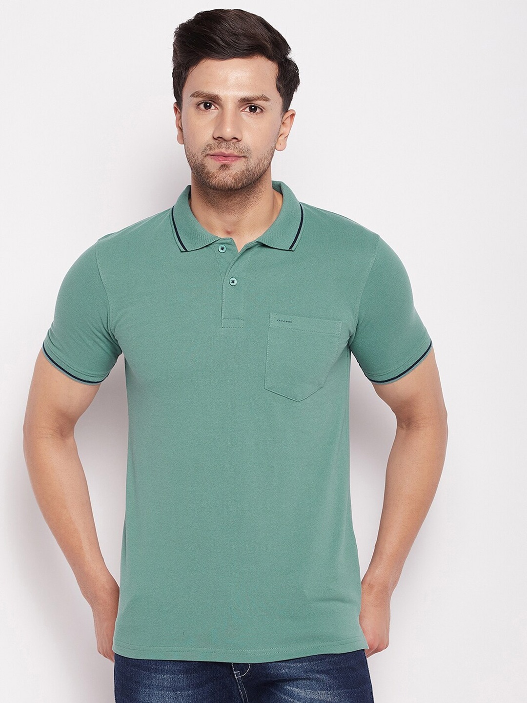 

Okane Short Sleeves Polo Collar T-shirt, Green