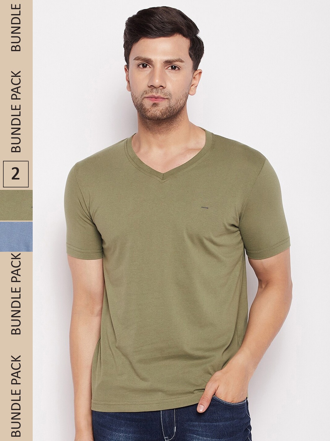 

Okane Pack Of 2 V-Neck T-Shirt, Green