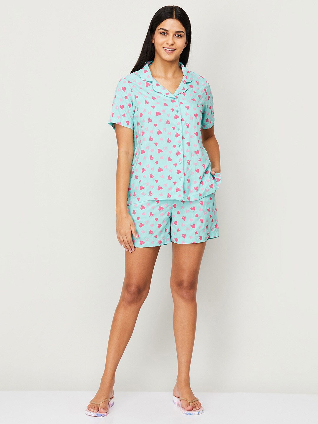 

Ginger by Lifestyle Conversational Printed Pure Cotton Night Suit, Blue