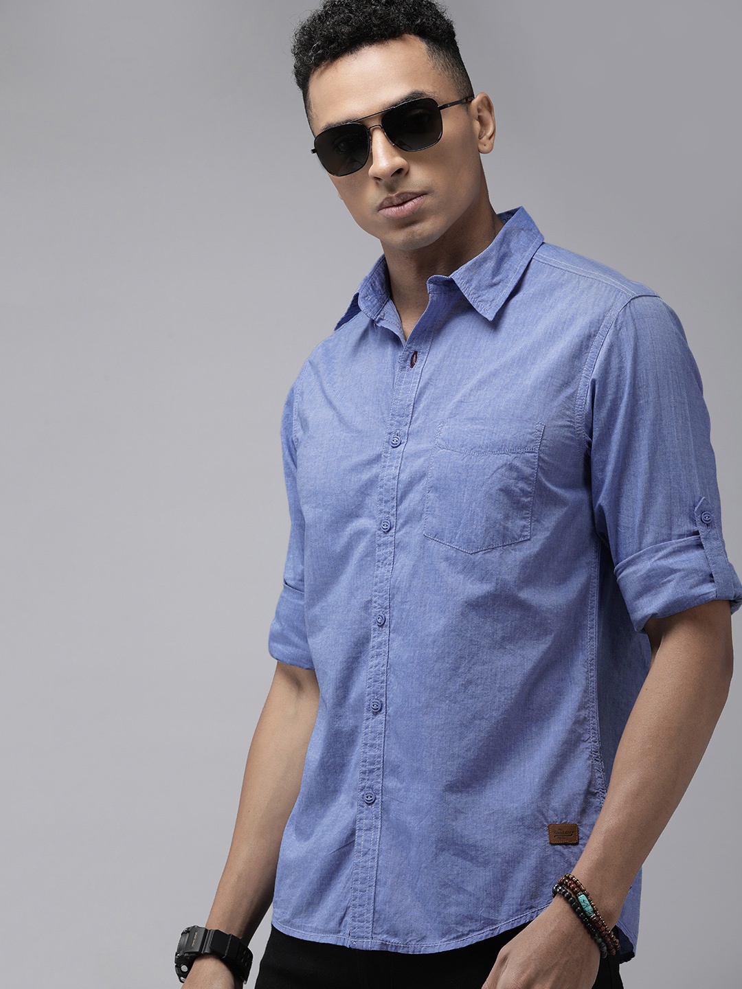 

The Roadster Life Co. Pure Cotton Casual Shirt, Blue