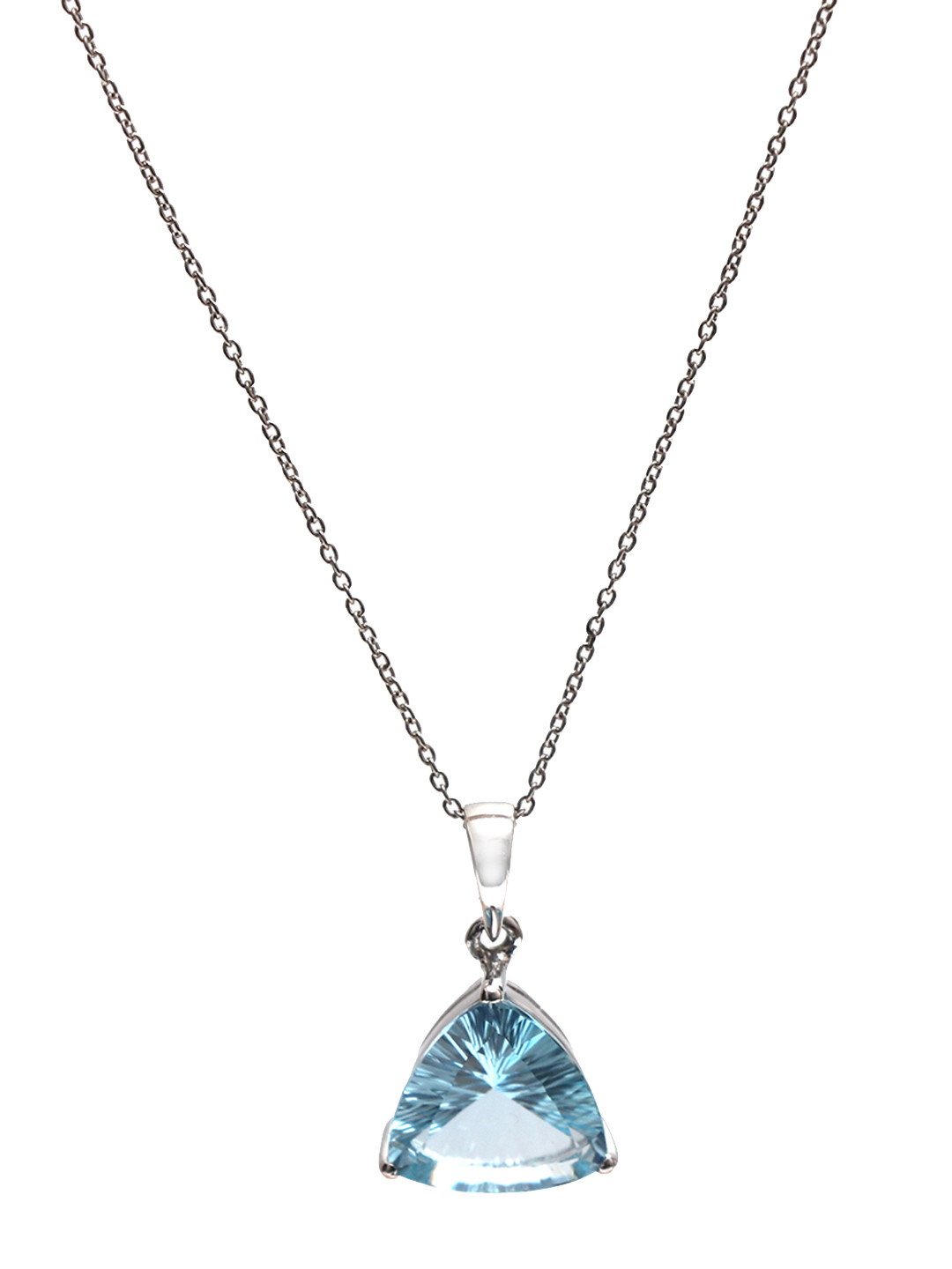 

HIFLYER JEWELS 925 Sterling Silver-Plated Topaz-Studded Pendant With Chain
