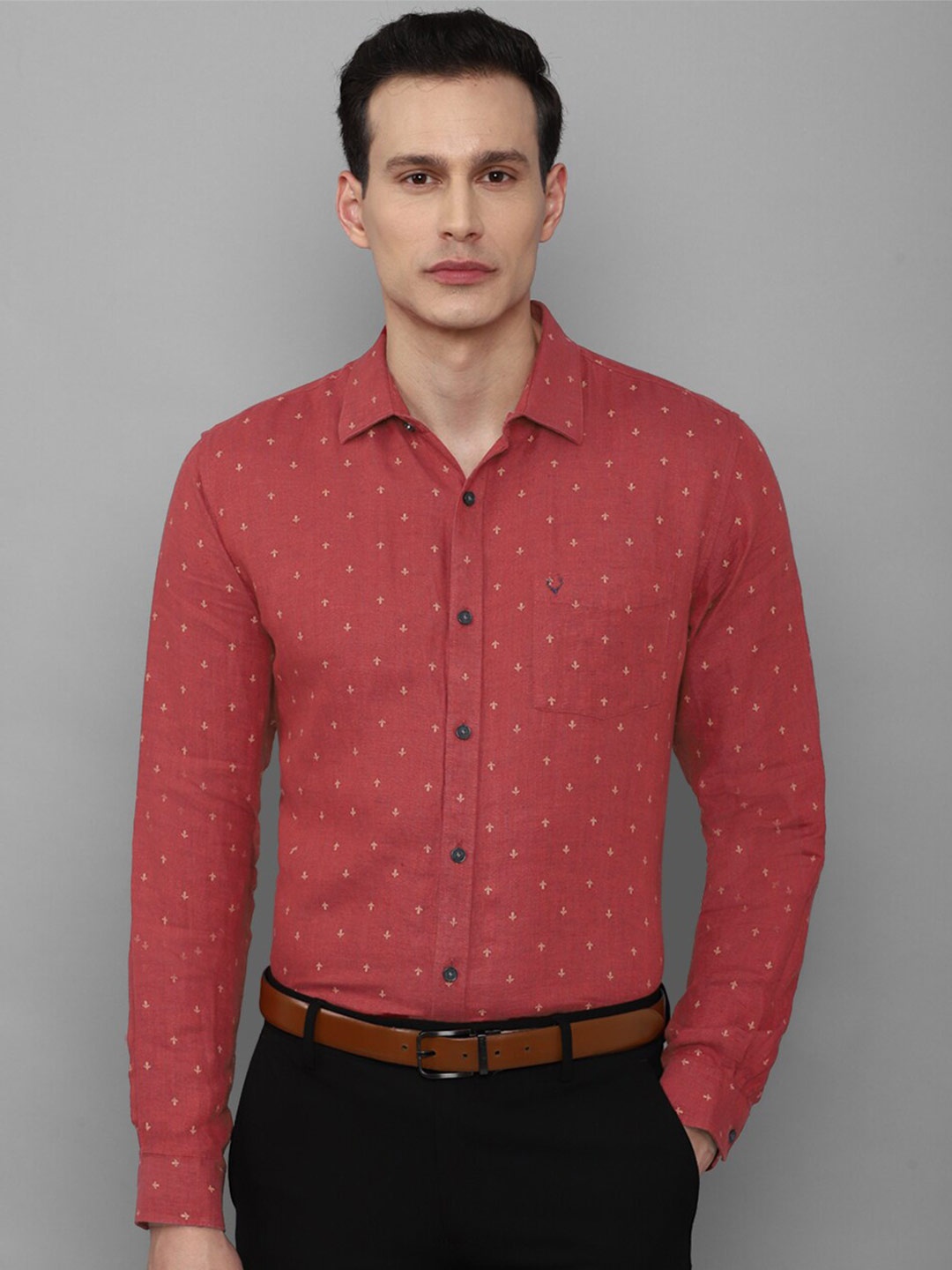 

Allen Solly Micro Ditsy Printed Linen Formal Shirt, Red