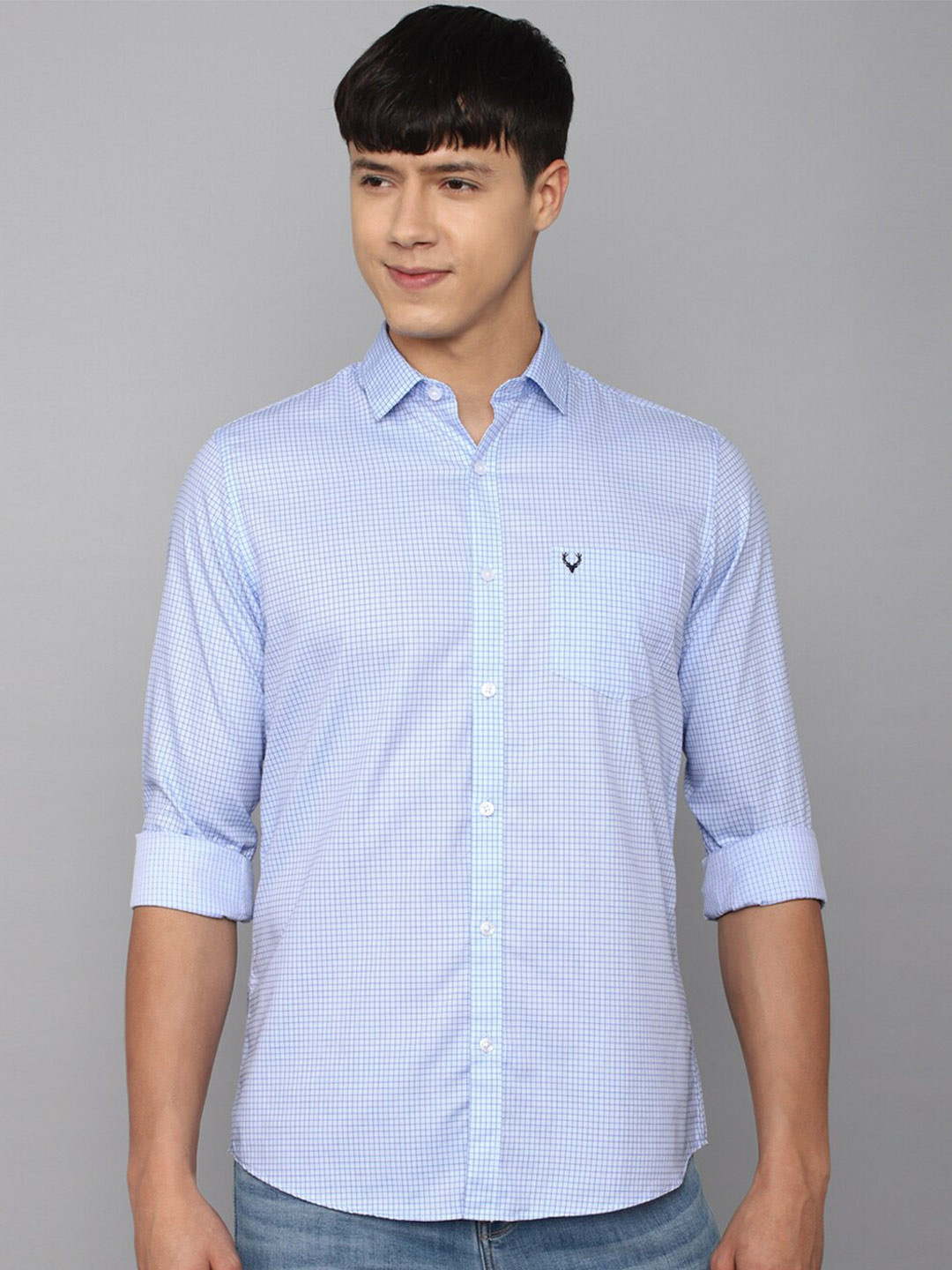 

Allen Solly Slim Fit Checked Pure Cotton Casual Shirt, Blue