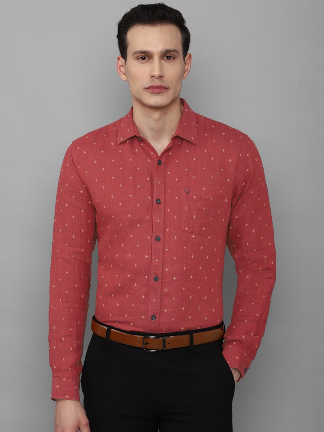 

Allen Solly Micro Ditsy Printed Linen Formal Shirt, Red