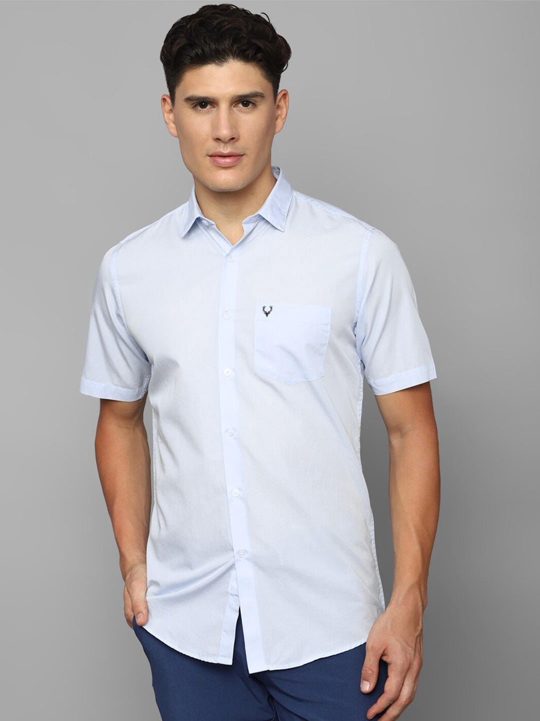 

Allen Solly Spread collar Pure Cotton Casual Shirt, Blue