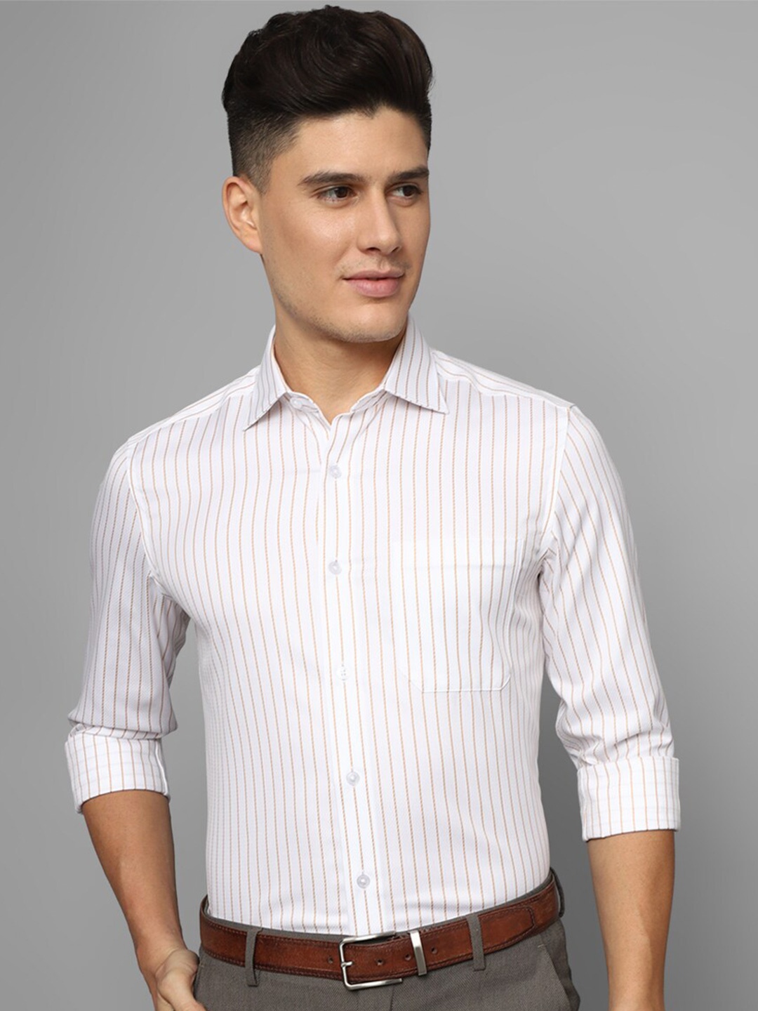 

Louis Philippe Vertical Striped Pure Cotton Formal Shirt, White