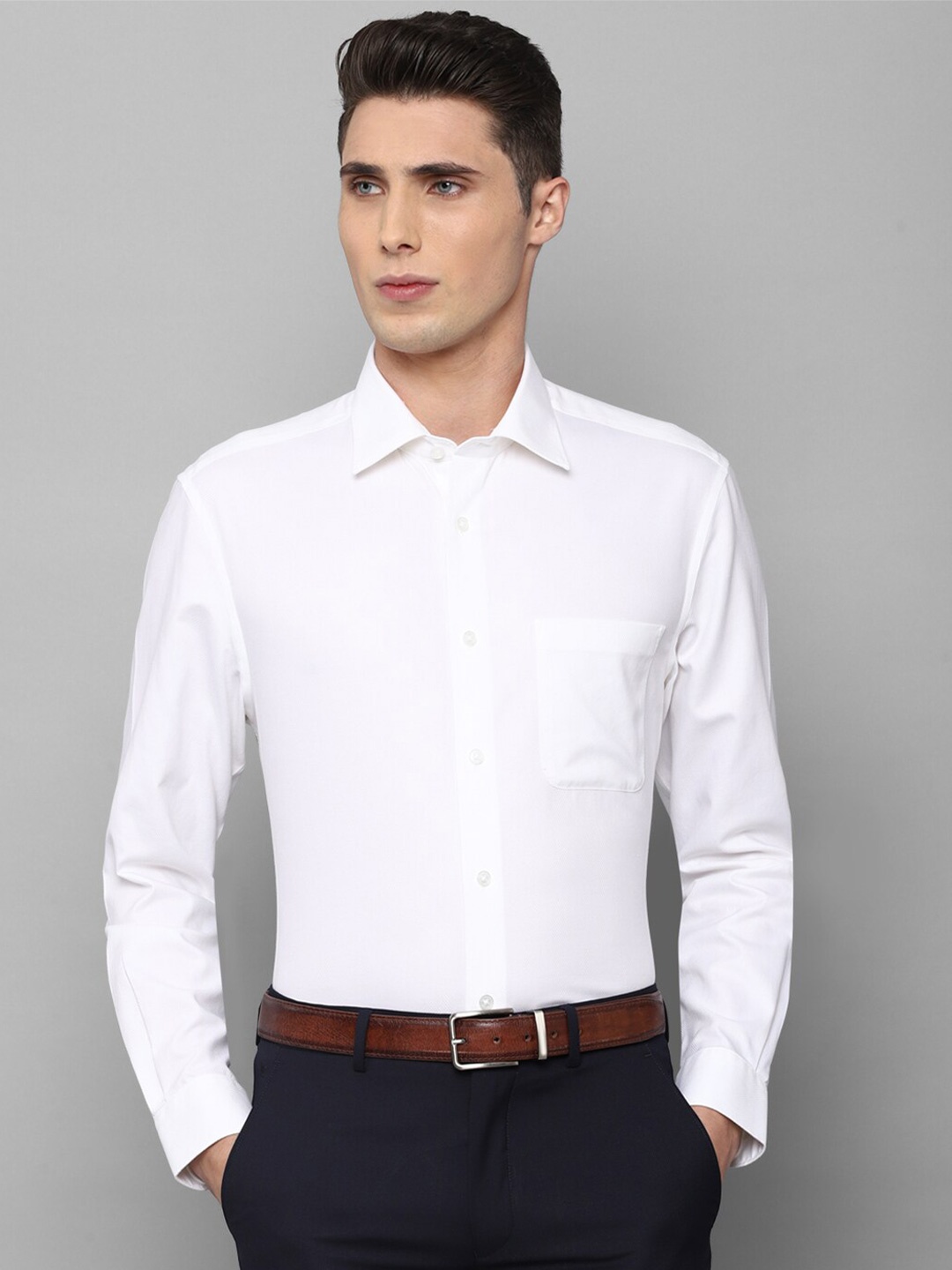 

Louis Philippe Permapress Slim Fit Pure Cotton Wrinkle Free Formal Shirt, White