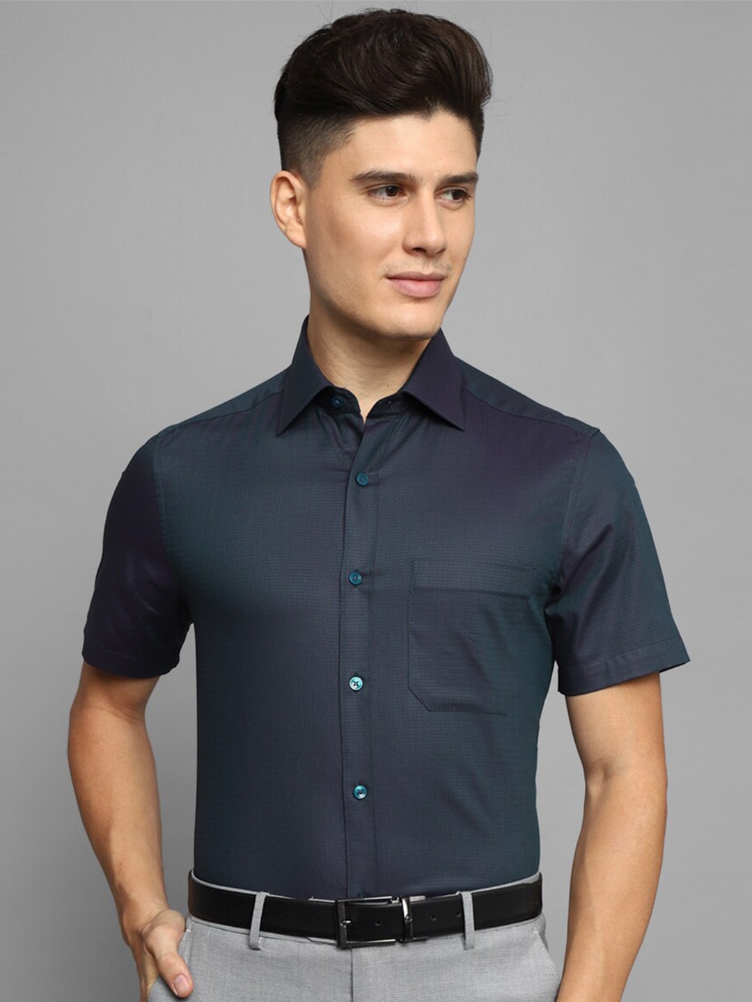 

Louis Philippe Pure Cotton Formal Shirt, Navy blue