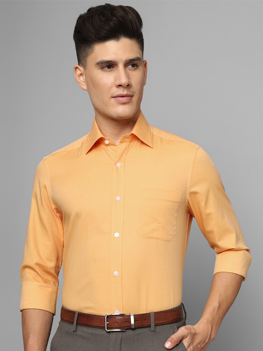 

Louis Philippe Spread Collar Slim Fit Pure Cotton Formal Shirt, Orange