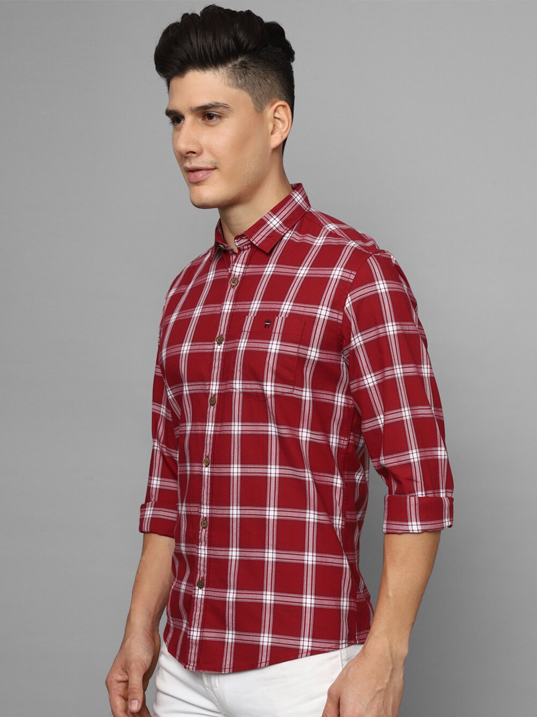 

Louis Philippe Jeans Slim Fit Tartan Checked Casual Shirt, Red