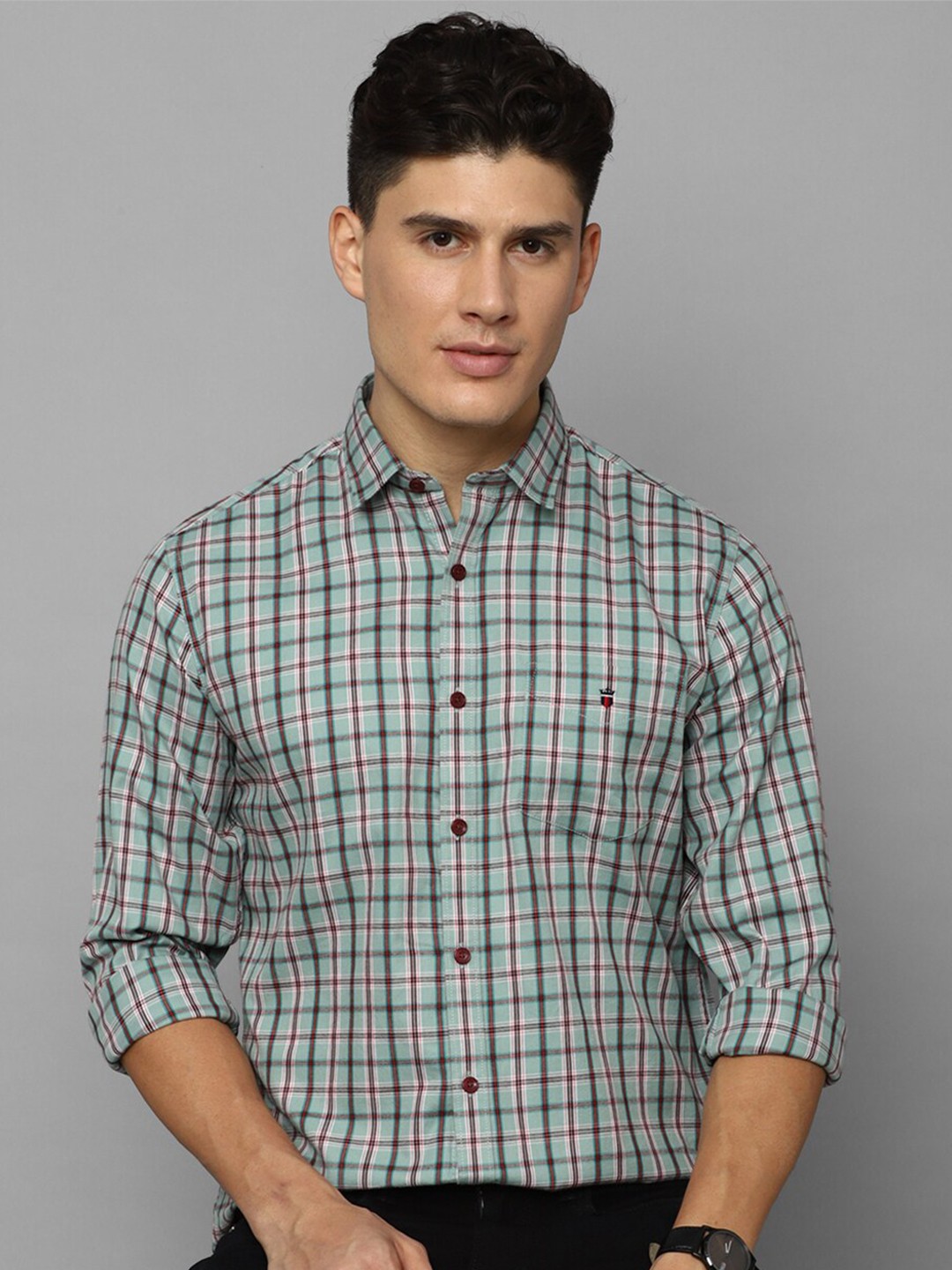 

Louis Philippe Sport Slim Fit Tartan Checked Pure Cotton Casual Shirt, Green