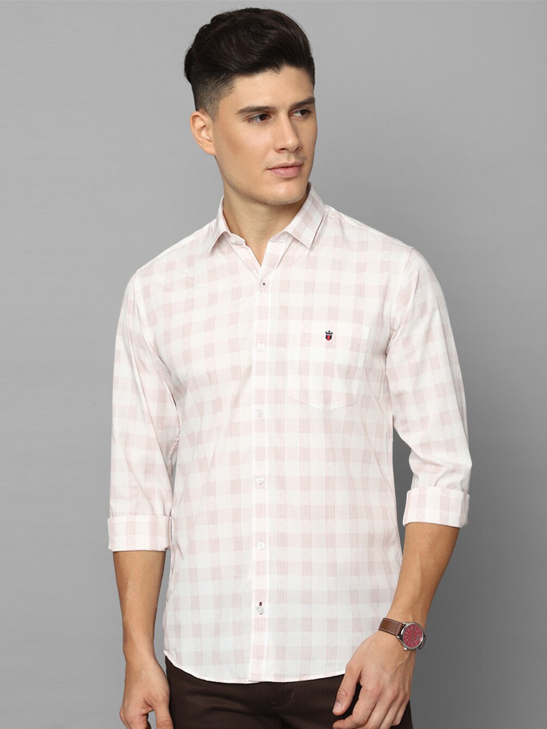 

Louis Philippe Sport Gingham Checked Slim Fit Cotton Casual Shirt, White