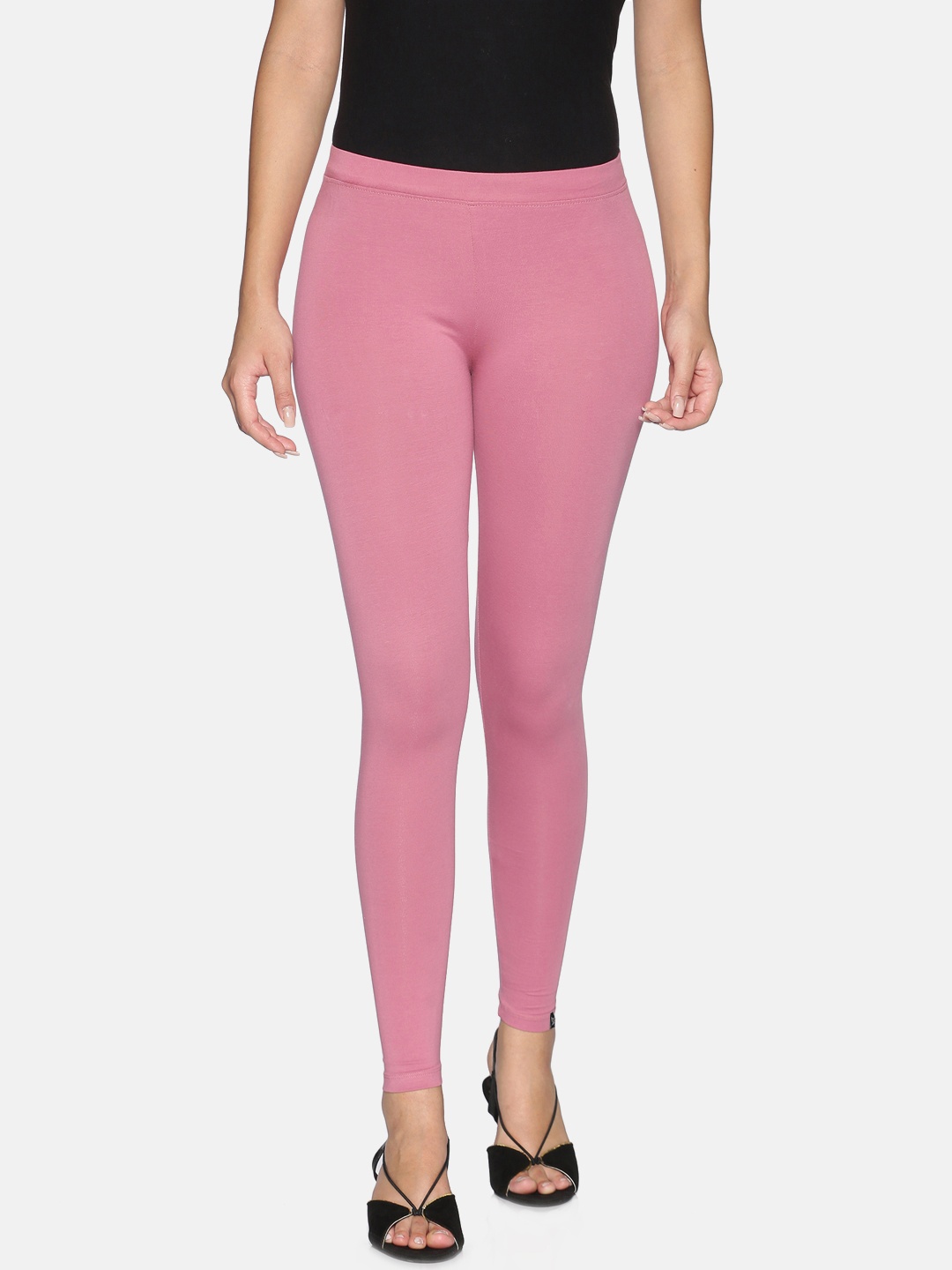 

TWIN BIRDS Women Solid Super Stretch Cotton Ankle Length Leggings, Pink