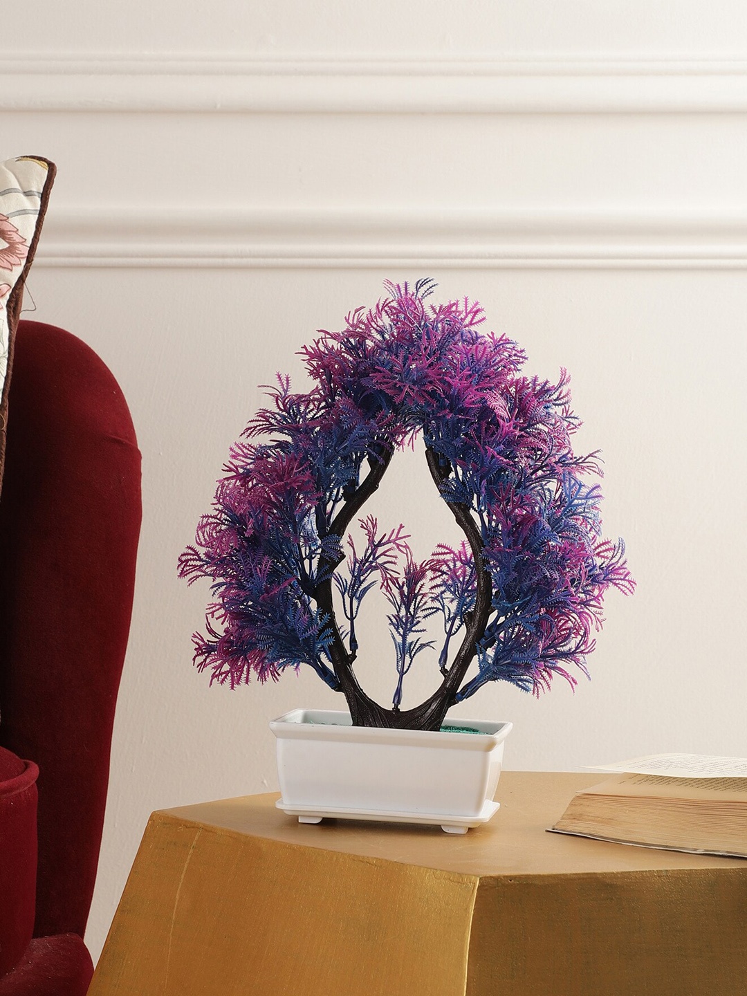 

FOLIYAJ Blue & White Non-Hanging Artificial Plants With Pot