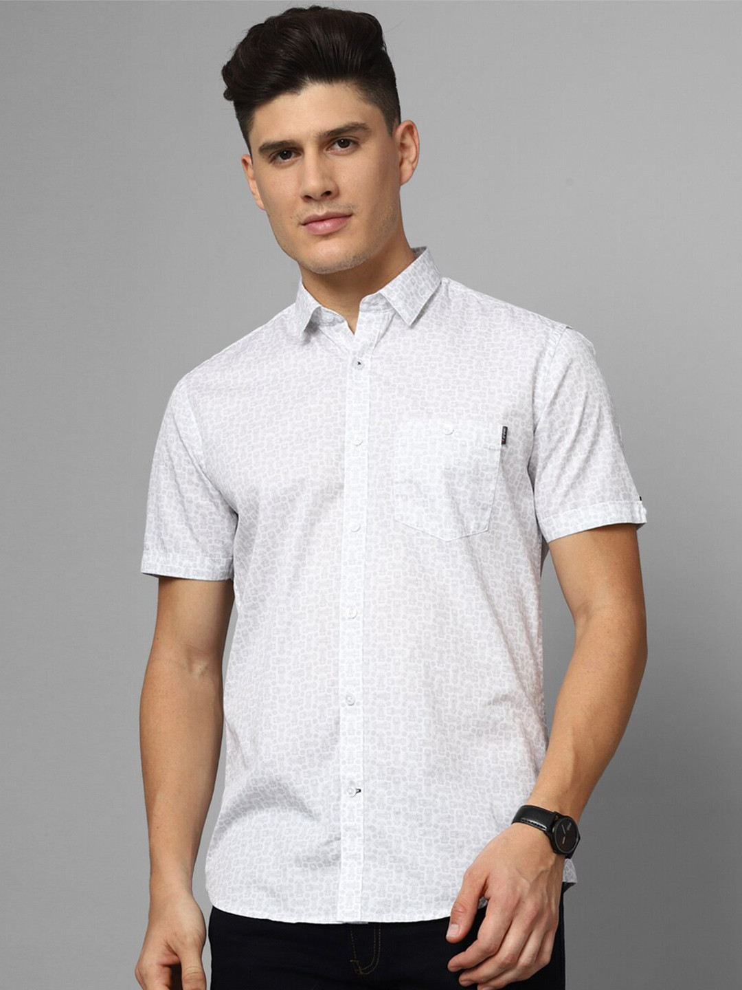 

Louis Philippe Sport Micro Ditsy Printed Slim Fit Pure Cotton Casual Shirt, White