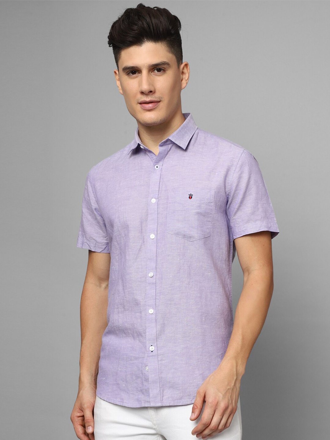 

Louis Philippe Sport Spread Collar Slim Fit Cotton Casual Shirt, Lavender