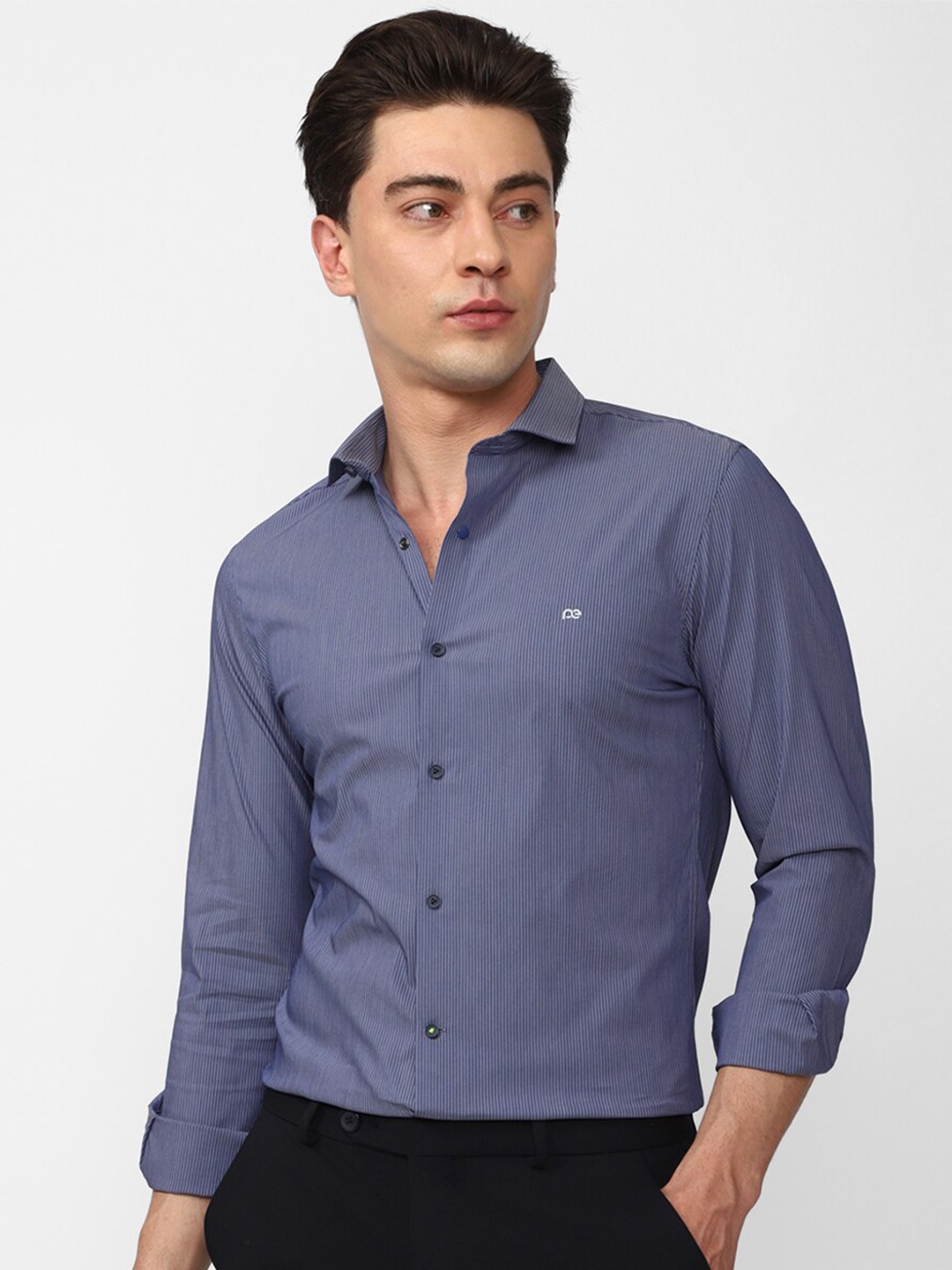 

Peter England Slim Fit Vertical Striped Formal Shirt, Blue