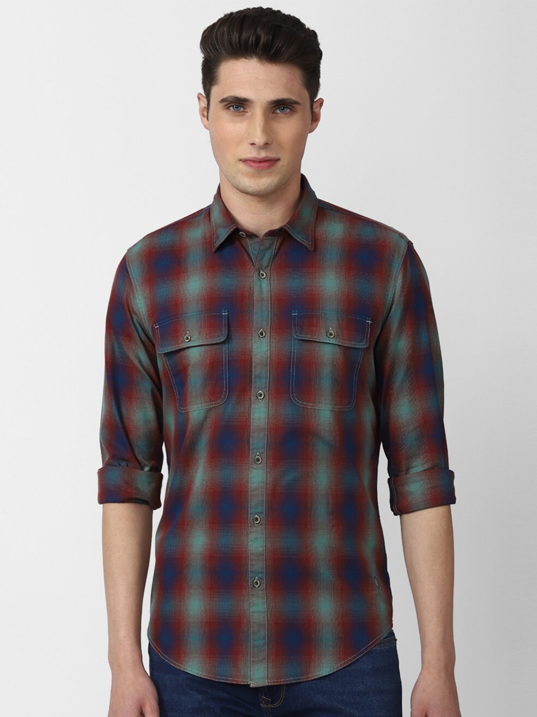 

Peter England Casuals Slim Fit Tartan Checked Pure Cotton Casual Shirt, Multi