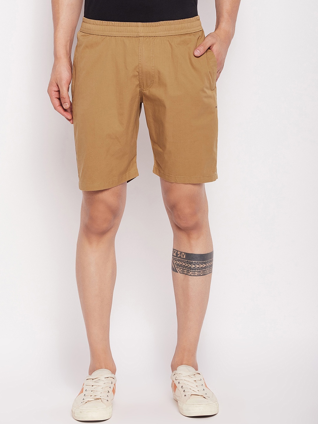 

Okane Men Mid-Rise Cotton Slip-On Shorts, Khaki