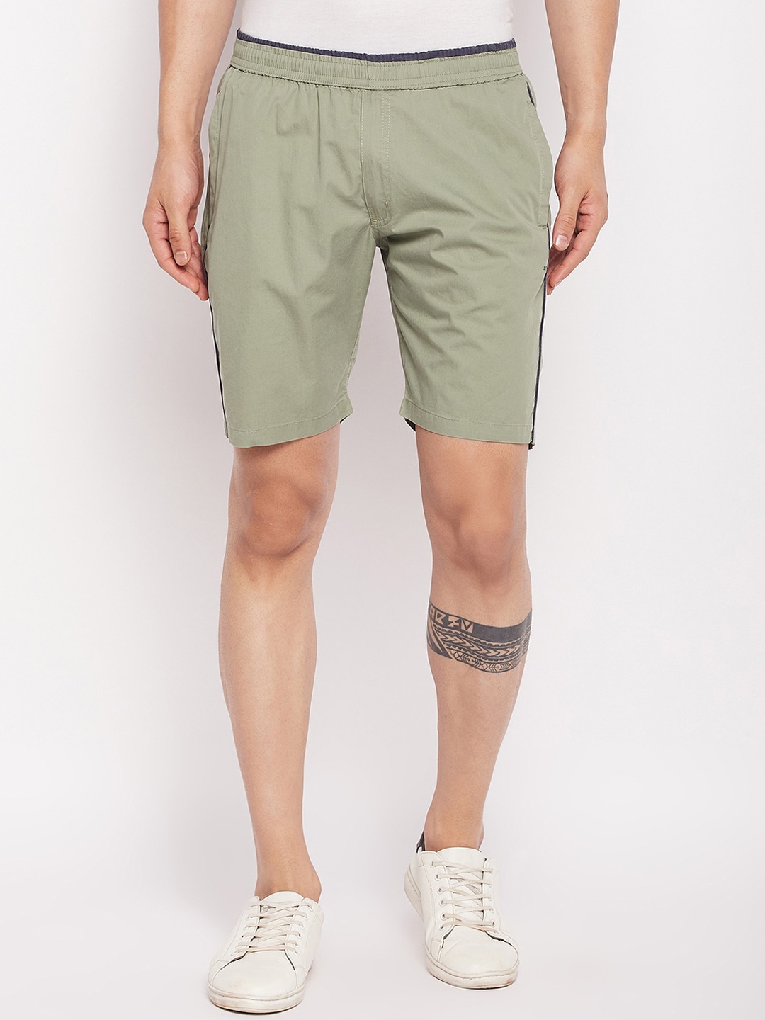 

Okane Men Mid-Rise Cotton Slip-On Shorts, Olive