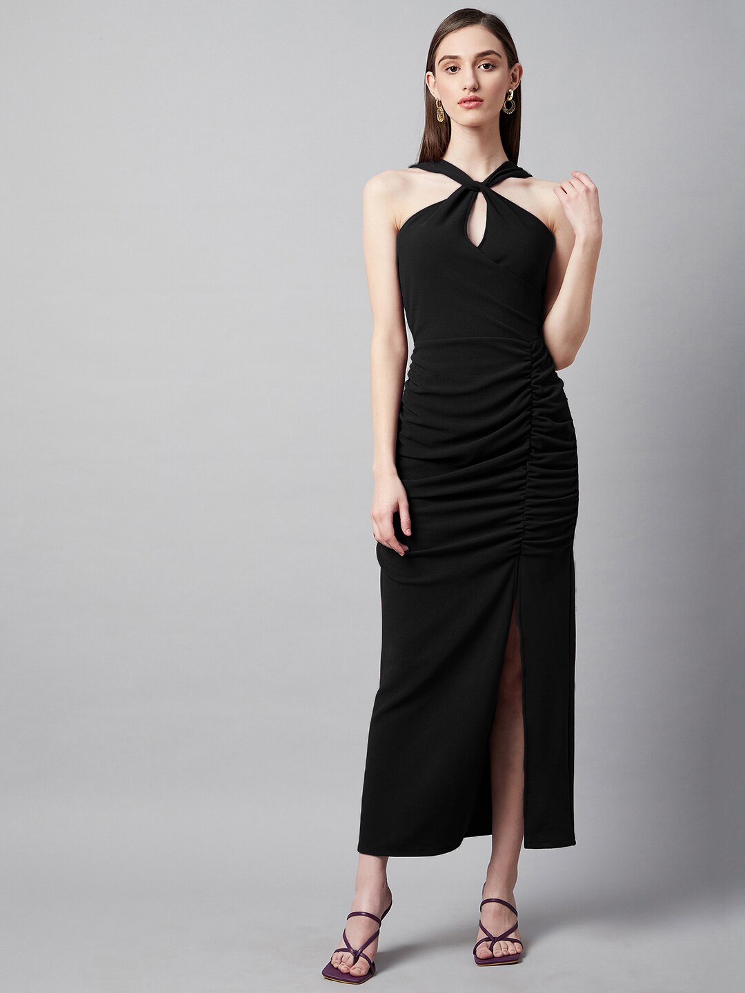 

Marie Claire Choker Neck Sheath Maxi Dress, Black