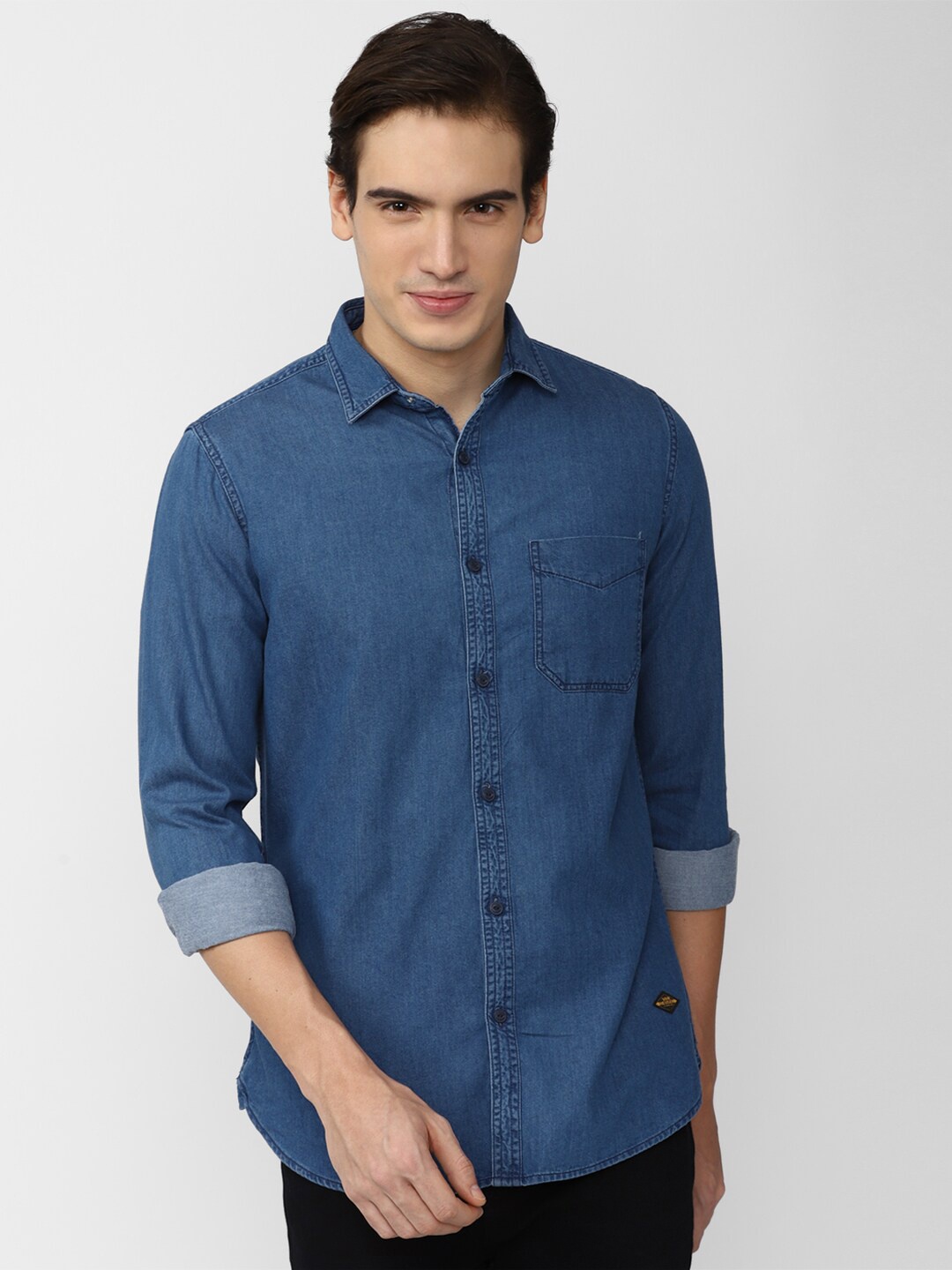 

VAN HEUSEN DENIM LABS Slim Fit Pure Cotton Casual Shirt, Blue