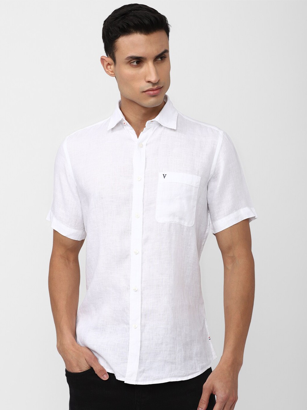 

Van Heusen Sport Spread Collar Pure Linen Slim Fit Casual Shirt, White