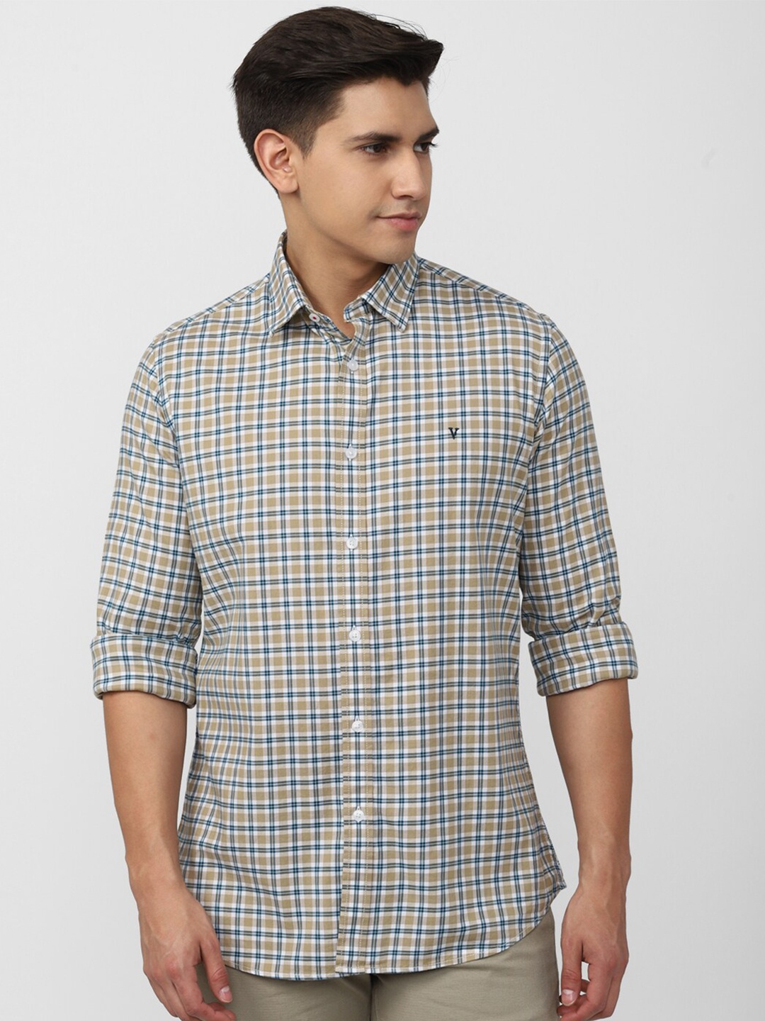 

Van Heusen Sport Tartan Checked Spread Collar Casual Shirt, Green