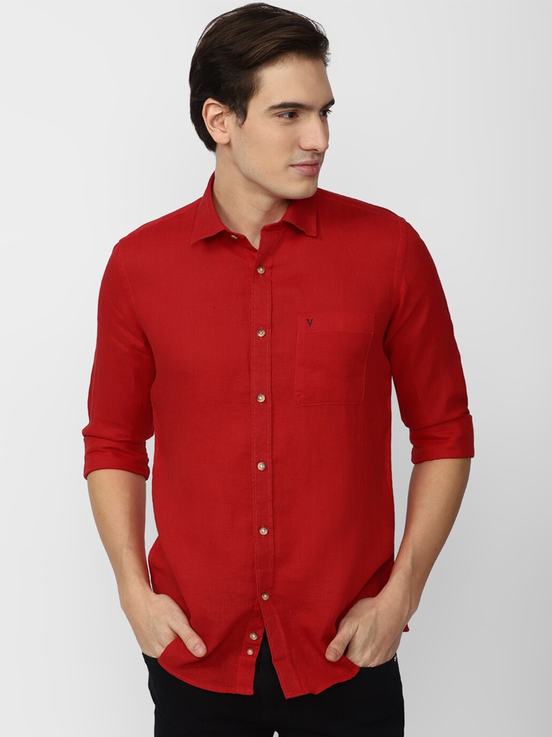 

Van Heusen Sport Long Sleeves Slim Fit Pure Linen Casual Shirt, Red