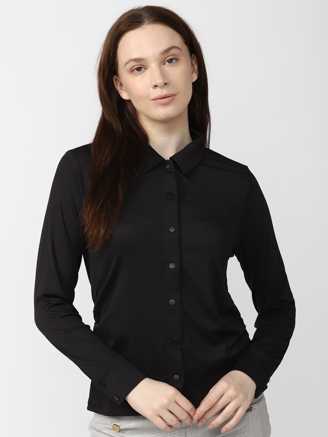 

Van Heusen Woman Long Sleeves Casual Shirt, Black