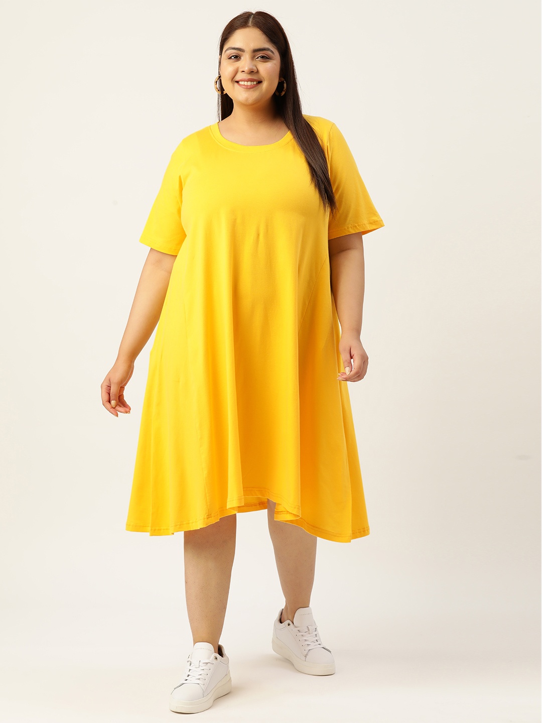 

theRebelinme Cotton A-Line Midi Dress, Yellow