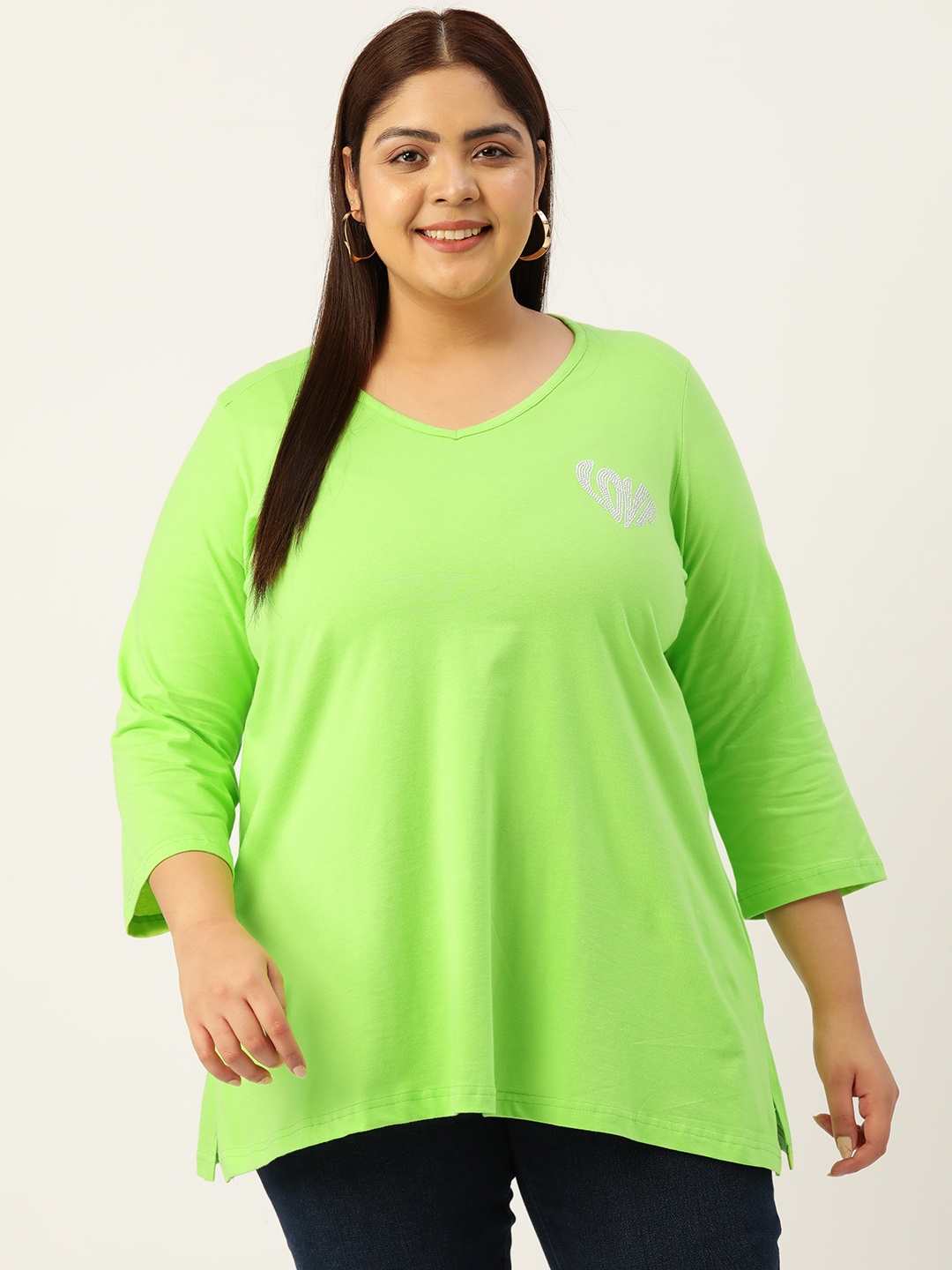 

theRebelinme Plus Size Cotton T-shirt, Green