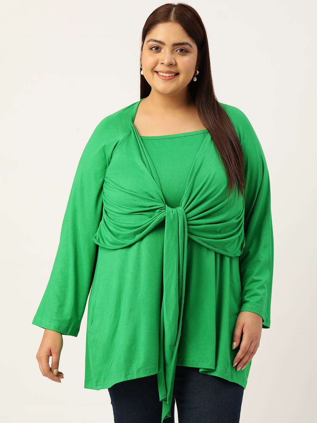 

theRebelinme Plus Size Solid Longline Top, Green