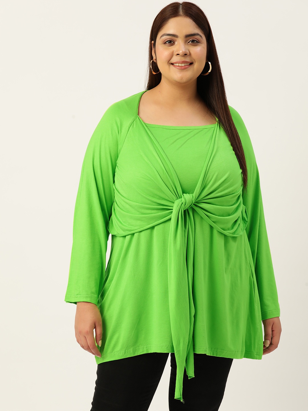 

theRebelinme Plus Size Solid Longline Top, Green