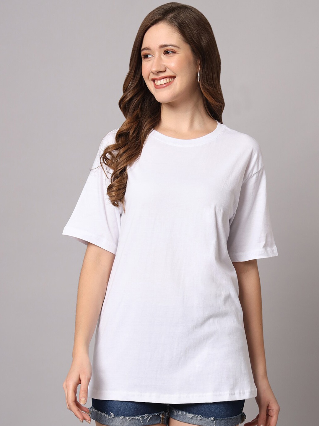 

Funday Fashion Pure Cotton Loose Fit T-shirt, White