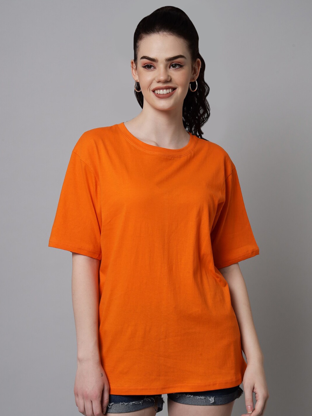 

Funday Fashion Pure Cotton Loose Fit T-shirt, Orange