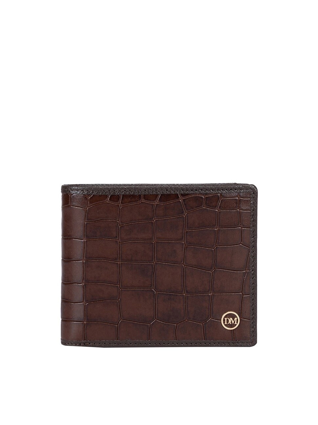

Da Milano Men Textured Leather Two Fold Wallet, Brown