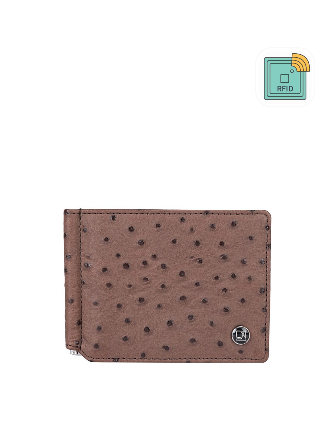 

Da Milano Men Geometric Textured Leather Two Fold Wallet, Brown