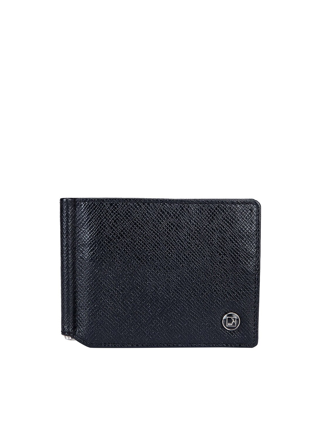 

Da Milano Men Textured Leather Two Fold Wallet, Black