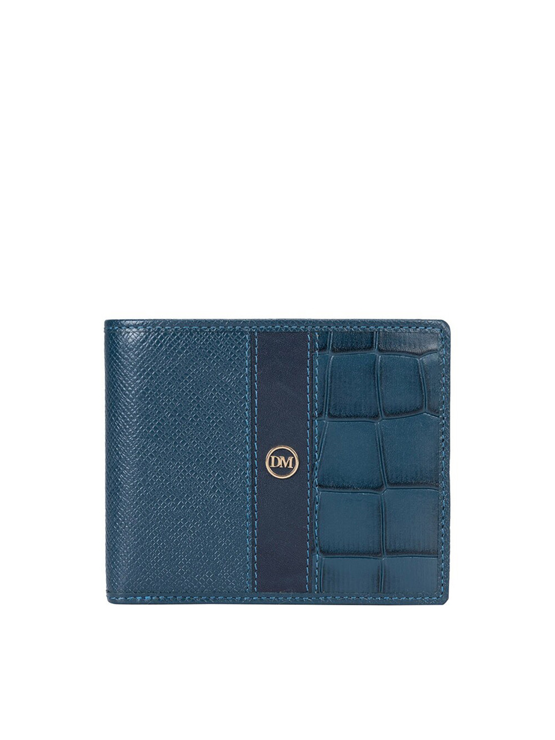 

Da Milano Men Textured Quilted Leather Two Fold Wallet, Blue